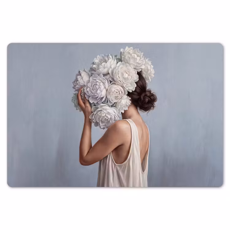 Bloemen - Vrouw - Wit Placemat vinyl groot -zzsfeer1_Kitchenyeah-website