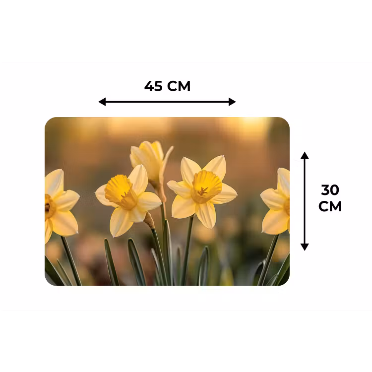 Bloemen - Geel - Wazig Placemat vinyl groot -specs