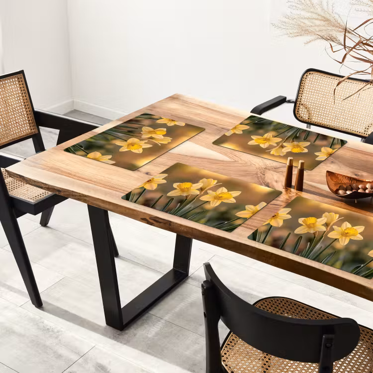 Bloemen - Geel - Wazig Placemat vinyl groot -zzsfeer4_Kitchenyeah-website