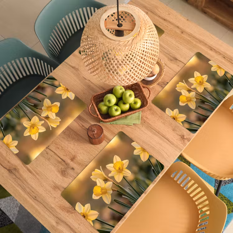 Bloemen - Geel - Wazig Placemat vinyl groot -zzsfeer5_Kitchenyeah-website