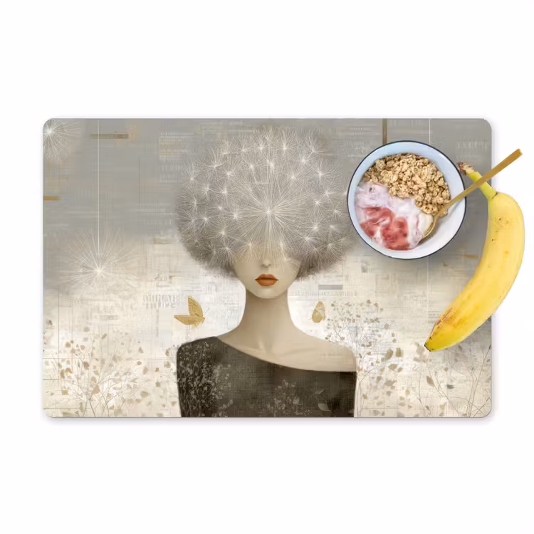 Pluis - Vrouw - Beige Placemat vinyl groot -zzzproduct_Kitchenyeah-website