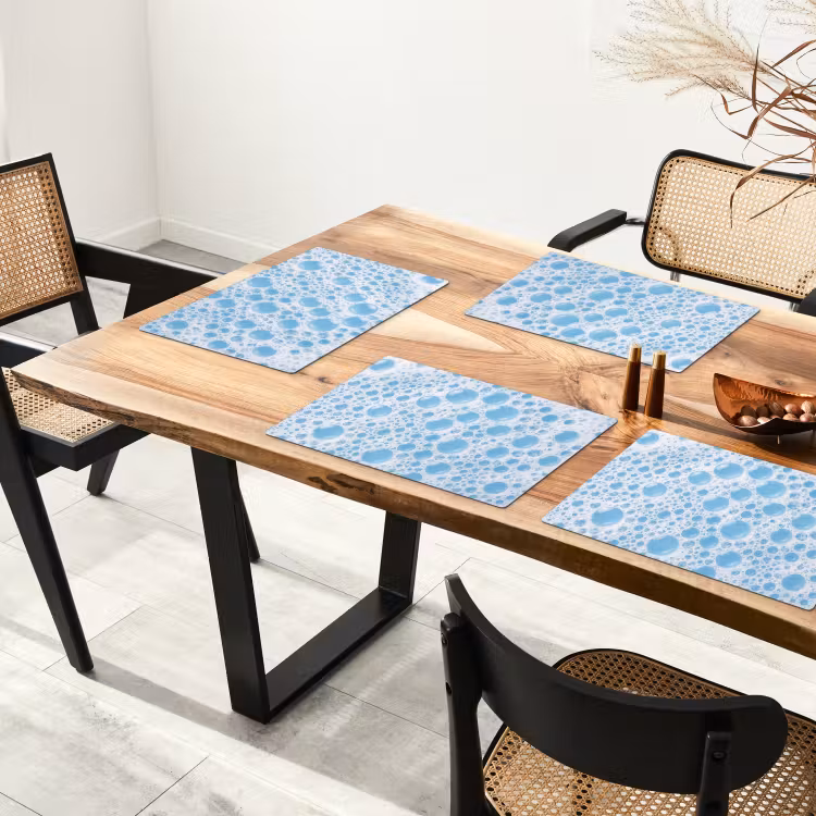Schuim - Bubbels - Blauw Placemat vinyl groot -zzsfeer4_Kitchenyeah-website
