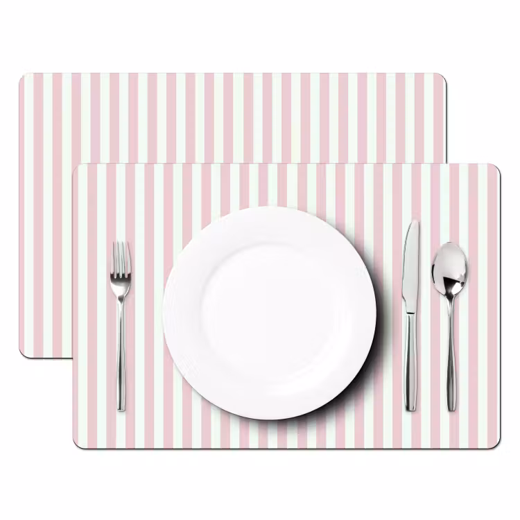 Focus on the good - Strepen - Roze - Smiley Placemat vinyl groot -zzsfeer2_Kitchenyeah-website