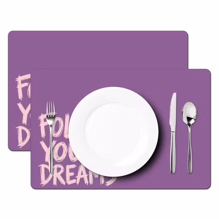 Follow your dreams - Paars - Penseeltextuur Placemat vinyl groot -zzsfeer2_Kitchenyeah-website