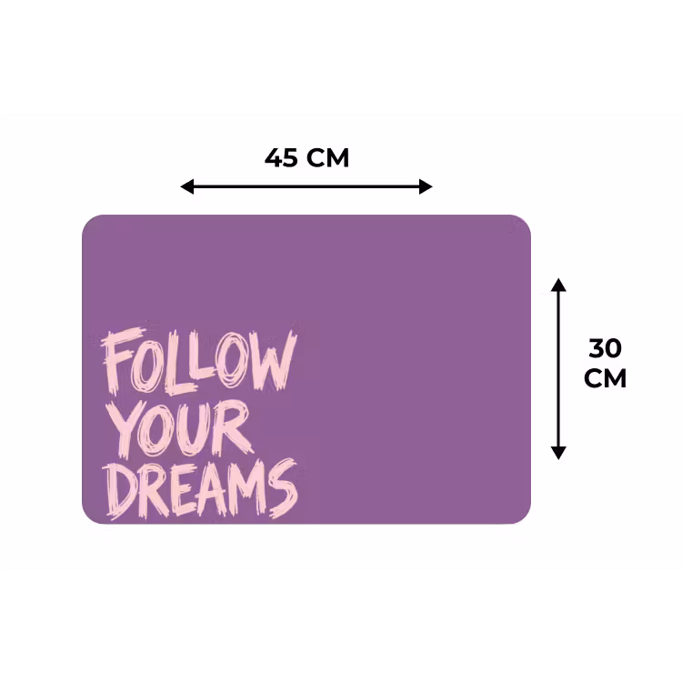 Follow your dreams - Paars - Penseeltextuur Placemat vinyl groot -specs