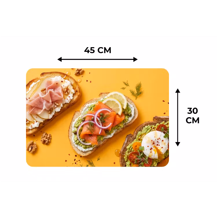 Eten - Brood - Ontbijt - Modern - Kleurrijk Placemat vinyl groot -specs