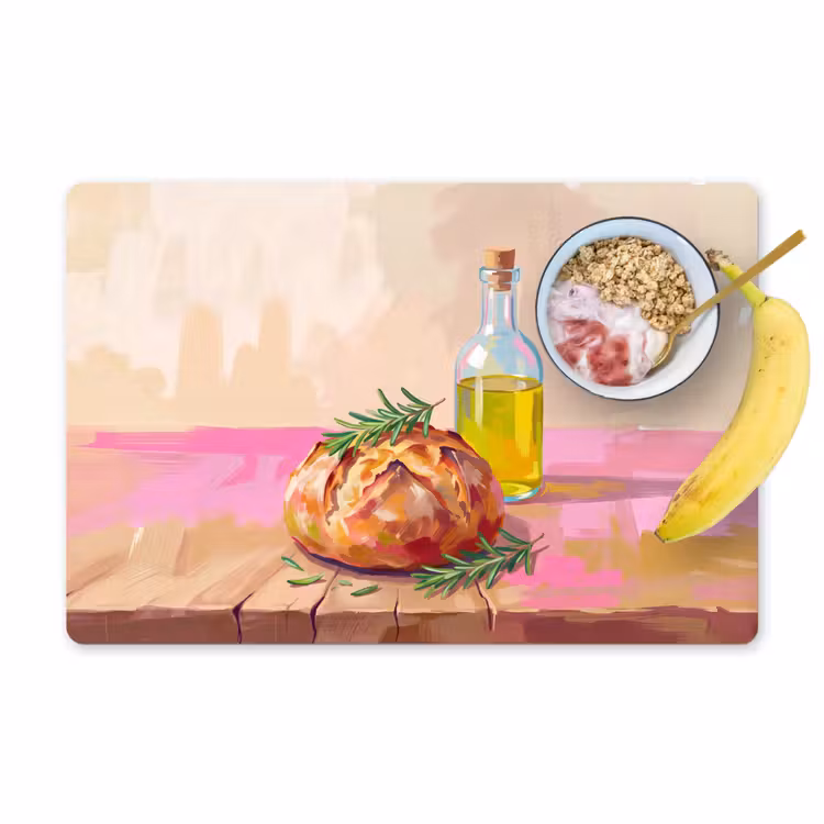 Eten - Brood - Olijfolie - Abstract - Keuken Placemat vinyl groot -zzzproduct_Kitchenyeah-website