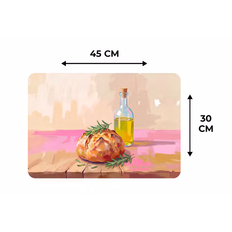 Eten - Brood - Olijfolie - Abstract - Keuken Placemat vinyl groot -specs