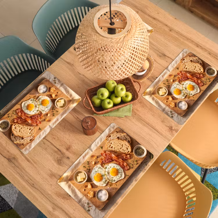 Eten - Ontbijt - Hout - Rustiek - Geel Placemat vinyl groot -zzsfeer5_Kitchenyeah-website