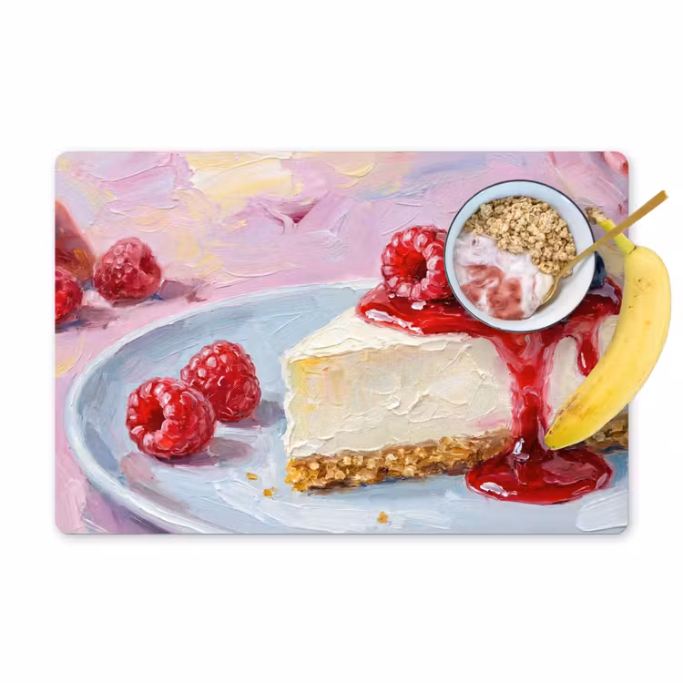 Eten - Cheesecake - Bessen - Abstract - Roze Placemat vinyl groot -zzzproduct_Kitchenyeah-website