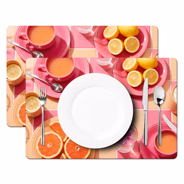 Eten - Citrusvruchten - Stillevens - Roze - Oranje Placemat vinyl groot -zzsfeer2_Kitchenyeah-website