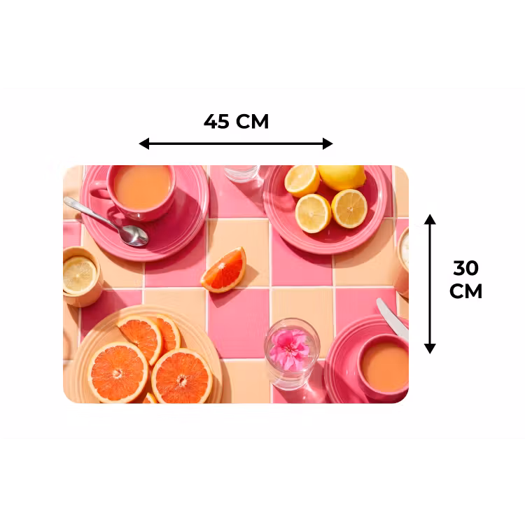 Eten - Citrusvruchten - Stillevens - Roze - Oranje Placemat vinyl groot -specs