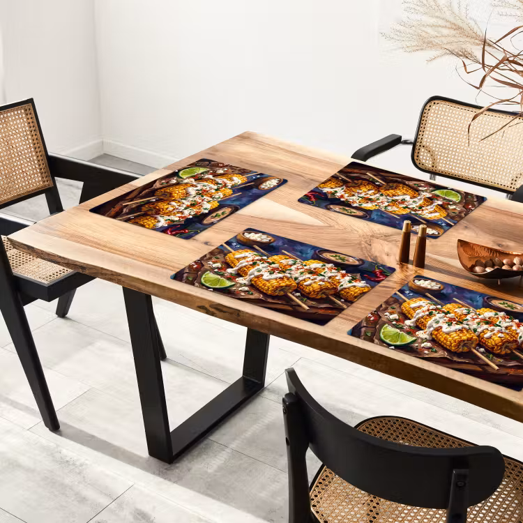 Eten - Maïs - Saus - Geschilderd - Geel Placemat vinyl groot -zzsfeer4_Kitchenyeah-website