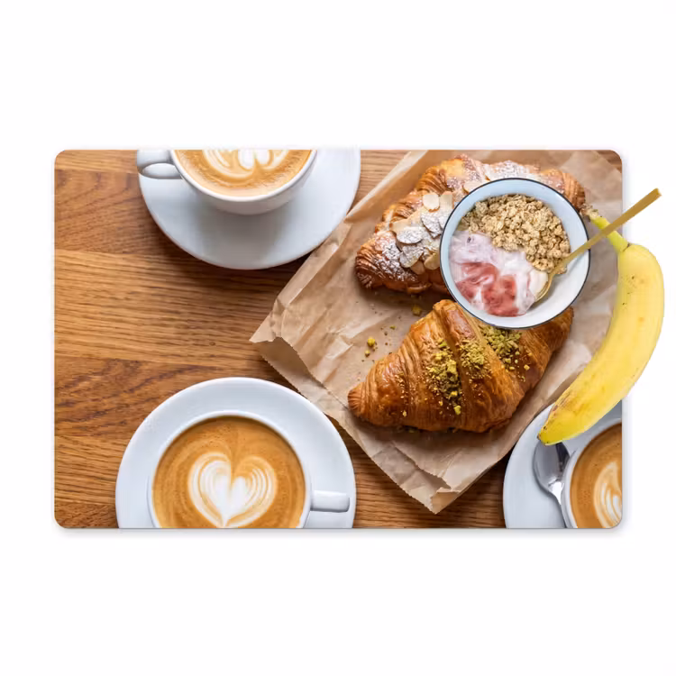 Eten - Croissant - Koffie - Ontbijt - Modern Placemat vinyl groot -zzzproduct_Kitchenyeah-website