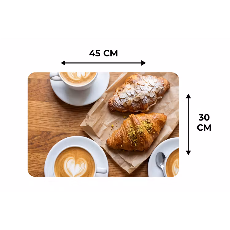 Eten - Croissant - Koffie - Ontbijt - Modern Placemat vinyl groot -specs