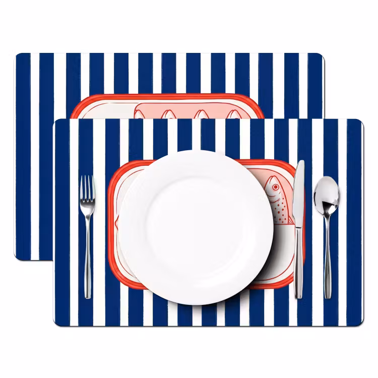 Eten - Vis - Blik - Illustratie - Rood Placemat vinyl groot -zzsfeer2_Kitchenyeah-website