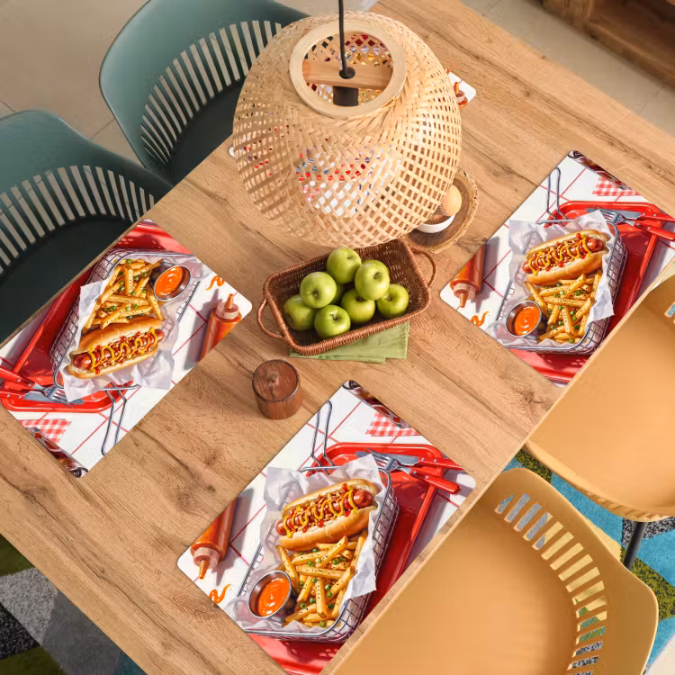 Eten - Hotdog - Fastfood - Modern - Rood Placemat vinyl groot -zzsfeer5_Kitchenyeah-website