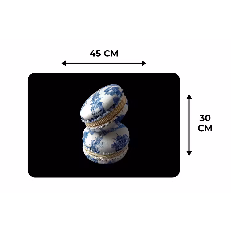Eten - Macarons - Delfts blauw - Koekjes Placemat vinyl groot -specs
