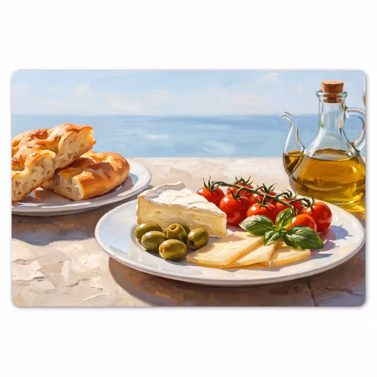 Eten - Middellandse Zee - Natuur - Geschilderd Placemat vinyl groot -zzsfeer1_Kitchenyeah-website
