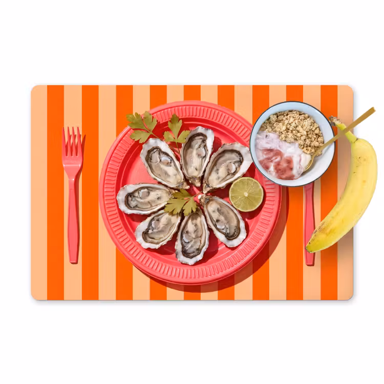 Eten - Oester - Zeevruchten - Oranje - Modern Placemat vinyl groot -zzzproduct_Kitchenyeah-website