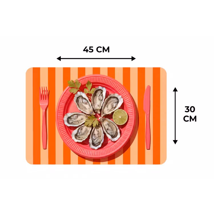 Eten - Oester - Zeevruchten - Oranje - Modern Placemat vinyl groot -specs