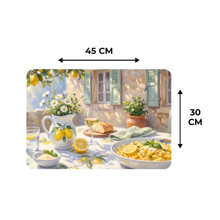 Eten - Terras - Zomer - Geschilderd - Geel Placemat vinyl groot -specs