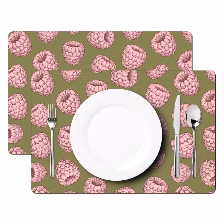 Eten - Patroon - Illustratie - Roze - Groen Placemat vinyl groot -zzsfeer2_Kitchenyeah-website