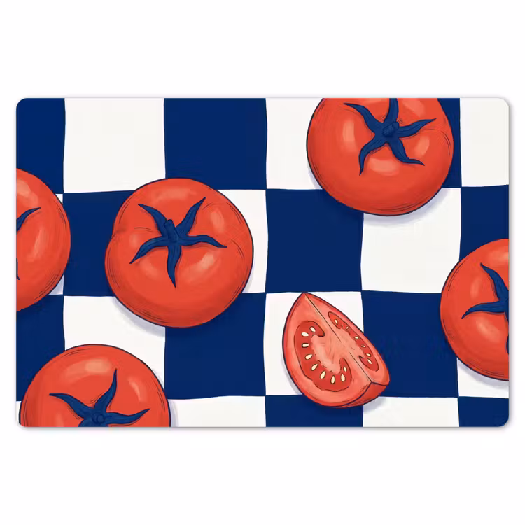 Eten - Tomaten - Keuken - Illustratie - Rood-Blauw Placemat vinyl groot -zzsfeer1_Kitchenyeah-website