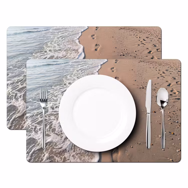 Voetstappen - Vloedlijn - Zee Placemat vinyl groot -zzsfeer2_Kitchenyeah-website
