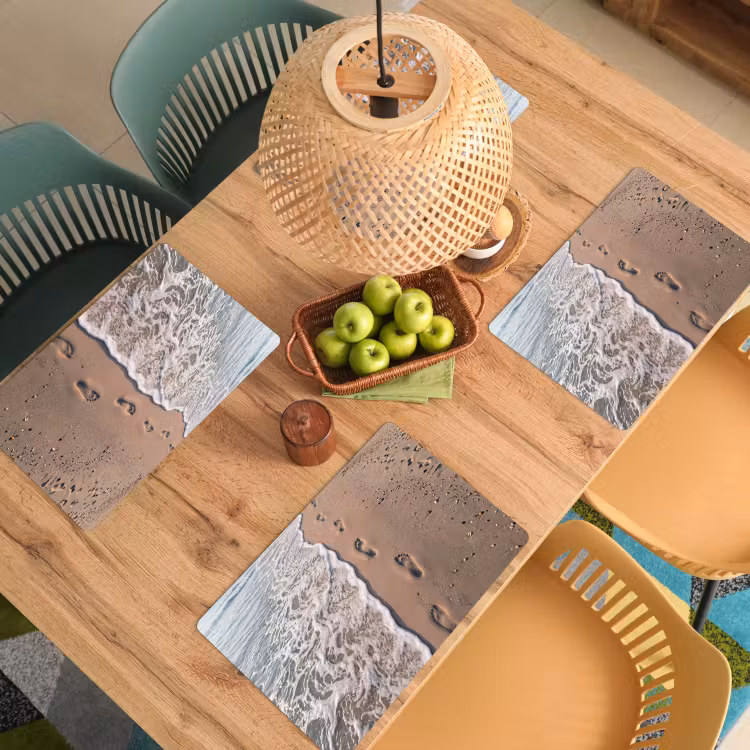 Voetstappen - Vloedlijn - Zee Placemat vinyl groot -zzsfeer5_Kitchenyeah-website