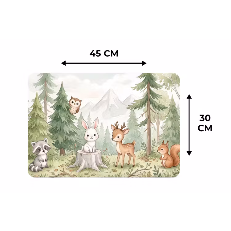Bos - Dieren - Groen Placemat vinyl groot -specs
