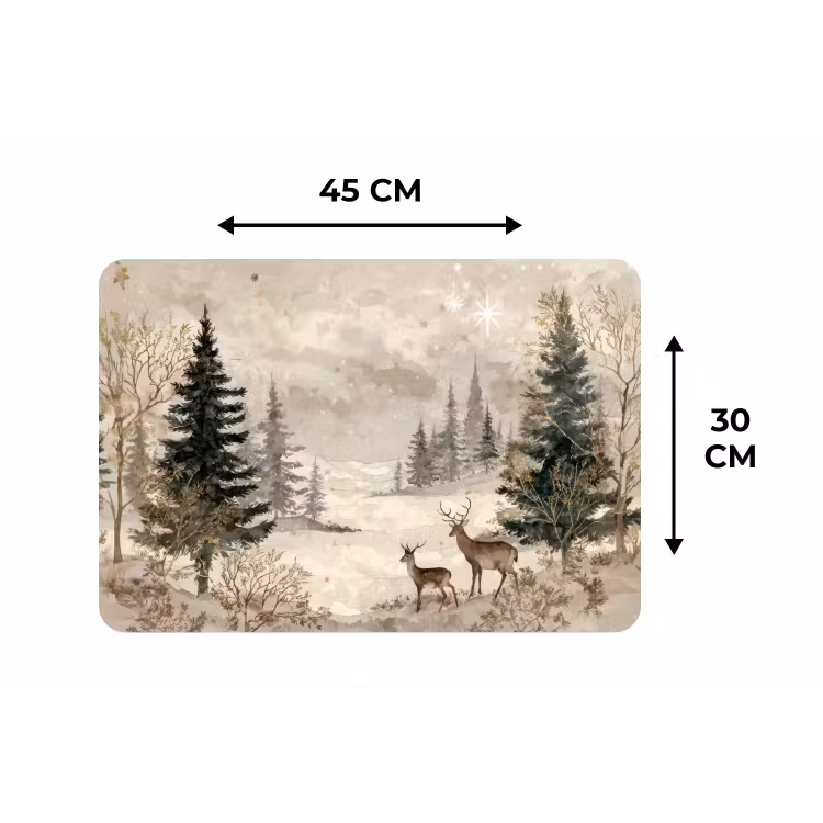 Bos - Herten - Winter - Sneeuw Placemat vinyl groot -specs