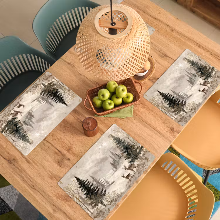 Bos - Herten - Winter - Sneeuw Placemat vinyl groot -zzsfeer5_Kitchenyeah-website