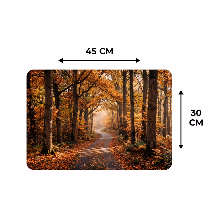Bospad - Herfstbos - Bladeren - Oranje - Nostalgisch Placemat vinyl groot -specs