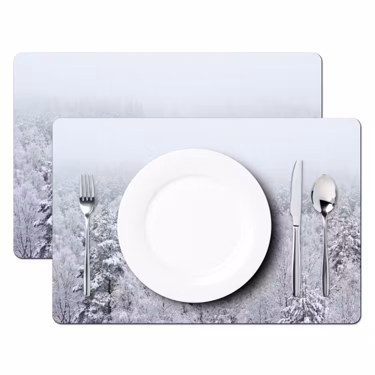 Bos - Sneeuw - Winter - Natuur - Wit Placemat vinyl groot -zzsfeer2_Kitchenyeah-website