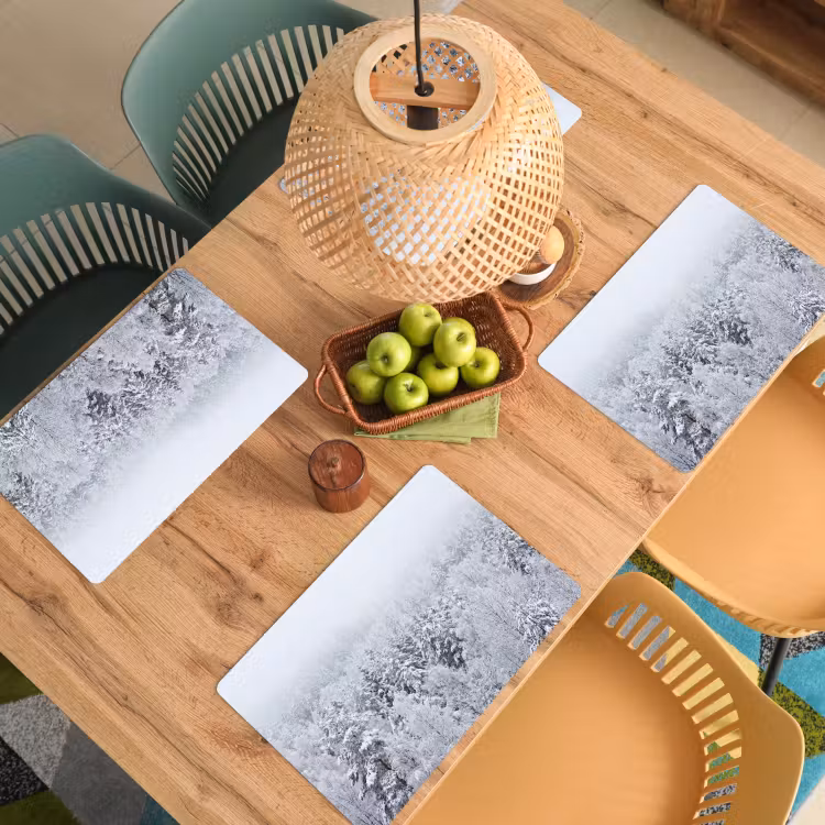 Bos - Sneeuw - Winter - Natuur - Wit Placemat vinyl groot -zzsfeer5_Kitchenyeah-website