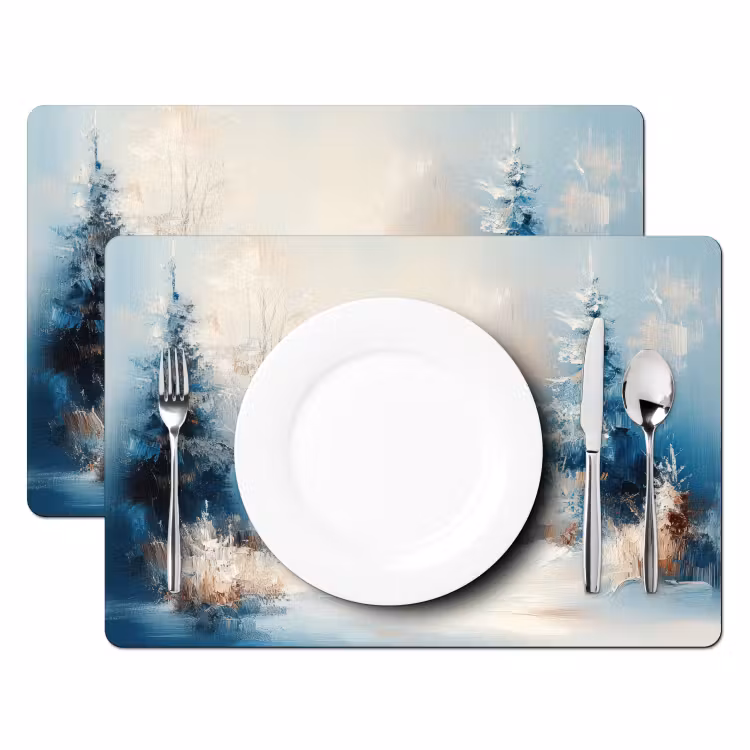 Bos - Winter - Natuur - Abstract - Sneeuw Placemat vinyl groot -zzsfeer2_Kitchenyeah-website