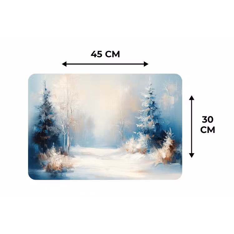Bos - Winter - Natuur - Abstract - Sneeuw Placemat vinyl groot -specs