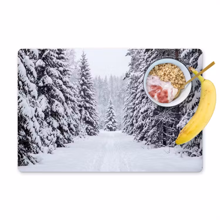 Bos - Winter - Sneeuw - Pad - Natuur Placemat vinyl groot -zzzproduct_Kitchenyeah-website