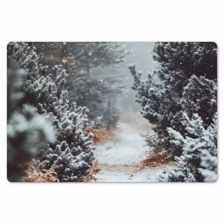 Bos - Winter - Bomen - Natuur - Pad - Sneeuw Placemat vinyl groot -zzsfeer1_Kitchenyeah-website