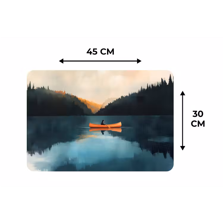 Bossen - Meer - Kano - Oranje Placemat vinyl groot -specs