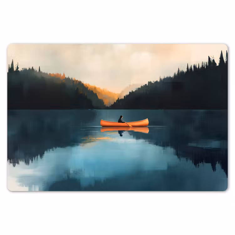 Bossen - Meer - Kano - Oranje Placemat vinyl groot -zzsfeer1_Kitchenyeah-website