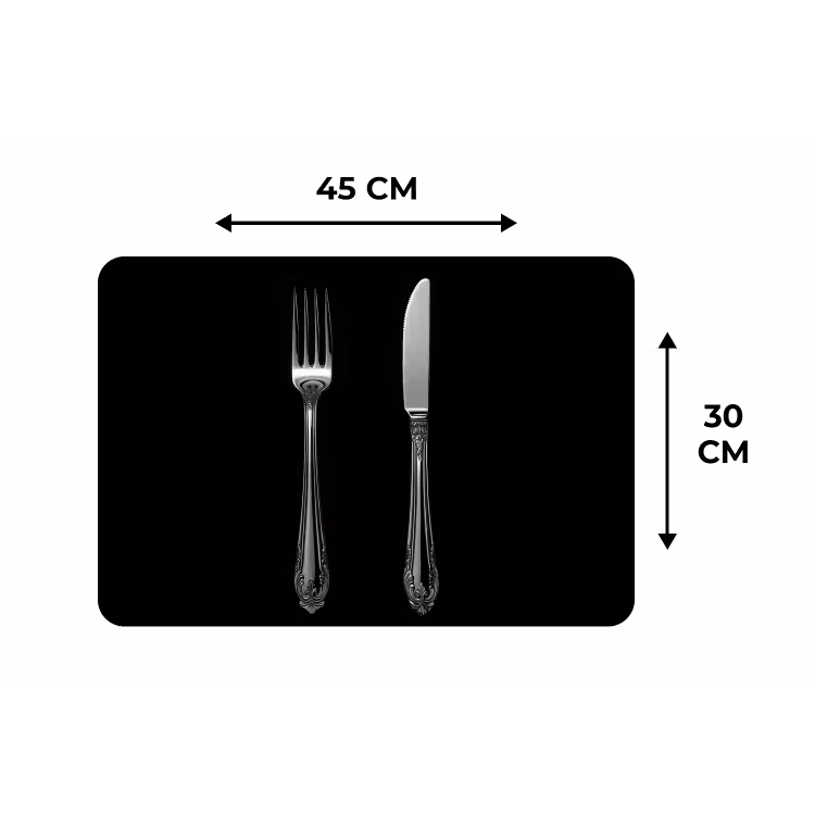 Vork - Mes - Zilver Placemat vinyl groot -specs