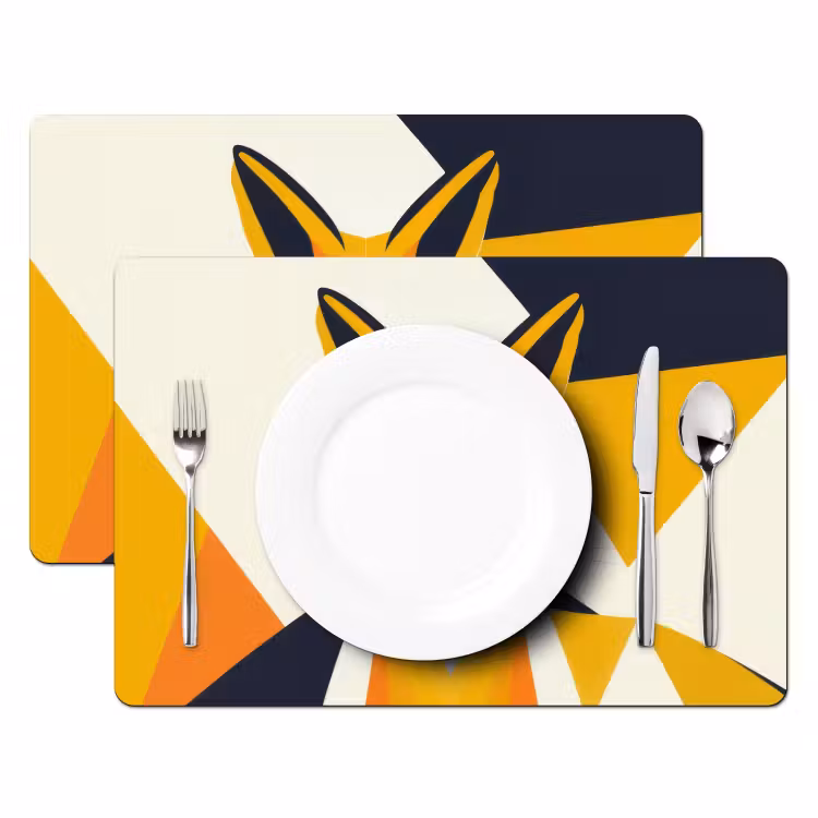 Vos - Oranje - Abstract - Driehoeken Placemat vinyl groot -zzsfeer2_Kitchenyeah-website