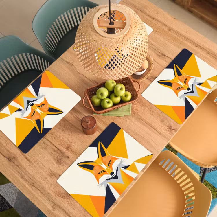 Vos - Oranje - Abstract - Driehoeken Placemat vinyl groot -zzsfeer5_Kitchenyeah-website