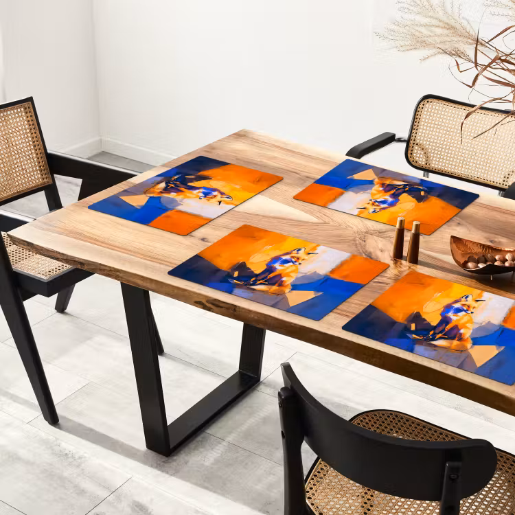 Vos - Oranje - Vormen - Abstract Placemat vinyl groot -zzsfeer4_Kitchenyeah-website