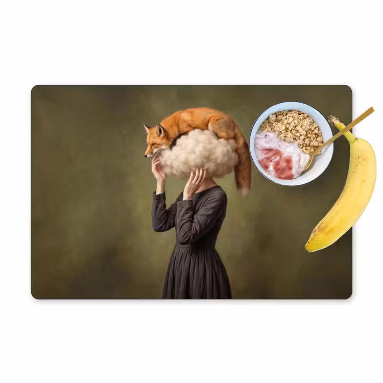 Vos - Surrealistisch - Groen Placemat vinyl groot -zzzproduct_Kitchenyeah-website