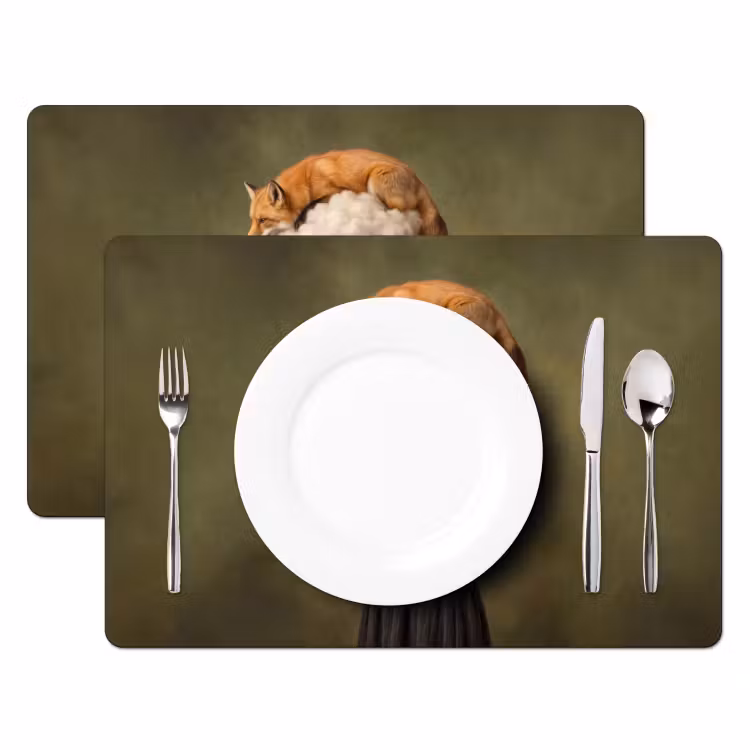 Vos - Surrealistisch - Groen Placemat vinyl groot -zzsfeer2_Kitchenyeah-website
