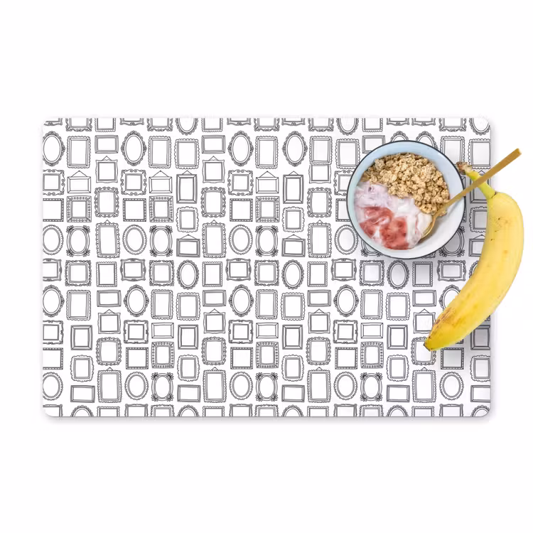 Lijsten - Patroon - Decoratie - Schets - Zwart-wit Placemat vinyl groot -zzzproduct_Kitchenyeah-website