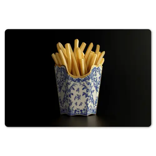 Friet - Porselein - Delfts blauw - Eten Placemat vinyl groot -zzsfeer1_Kitchenyeah-website